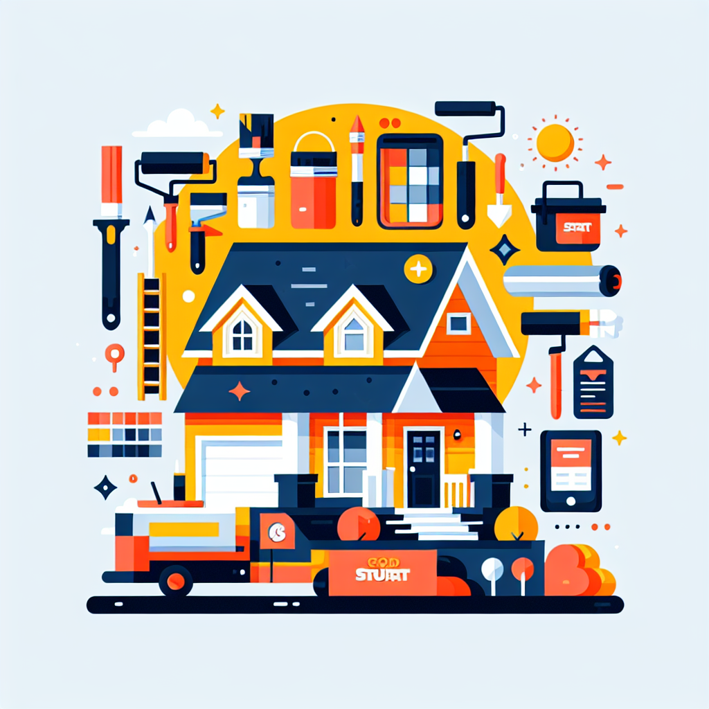Generate a modern, clean, and professional flat-style illustration suitable for a Good Stuart article. The illustration is aimed at service business owners including those within painting, landscaping, roofing and handyman industries. The design should be minimal and vector-based, using bold colors and simple shapes. Emphasize on visuals that might typically associate with high-margin service work, but avoid any brand names, logos, or text within the image or on any objects.