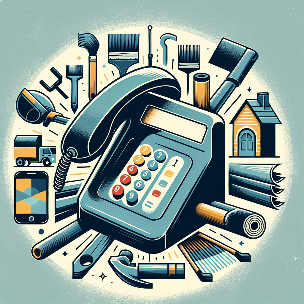 Create a professional and engaging image that encapsulates the essence of quality customer inquiries. The image should appeal to service business owners who manage businesses related to painting, landscaping, roofing and manual work. Depict a phone that is ringing or implying that it is receiving calls, along with faded or blurred imagery of tools and equipment that are commonly used in these industries, such as paintbrushes, a rake, roofing shingles, and a hammer. Immediately draw attention to the phone so the theme stands out. The color palette should lean towards sober and professional hues. Ensure the illustration is clear, vibrant, and free of any text, brand names or logos.