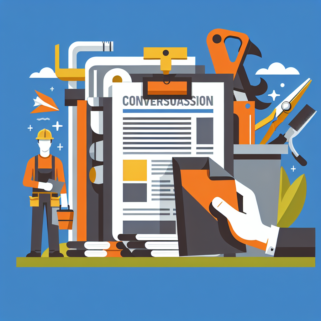 Create a flat-style illustration with a modern, minimal, vector-based design. The image should visually appeal to service business owners in occupations such as painting, landscaping, roofing, and handyman work. Incorporate bold colors and simple shapes. Visual elements may include tools commonly used by these professions and imagery associated with flyer distribution, such as a person distributing flyers or a hand holding a stack of papers. To represent the theme of conversion failure, the flyers could appear discarded or unnoticed. Refrain from including any text, brand names, or logos in the image.