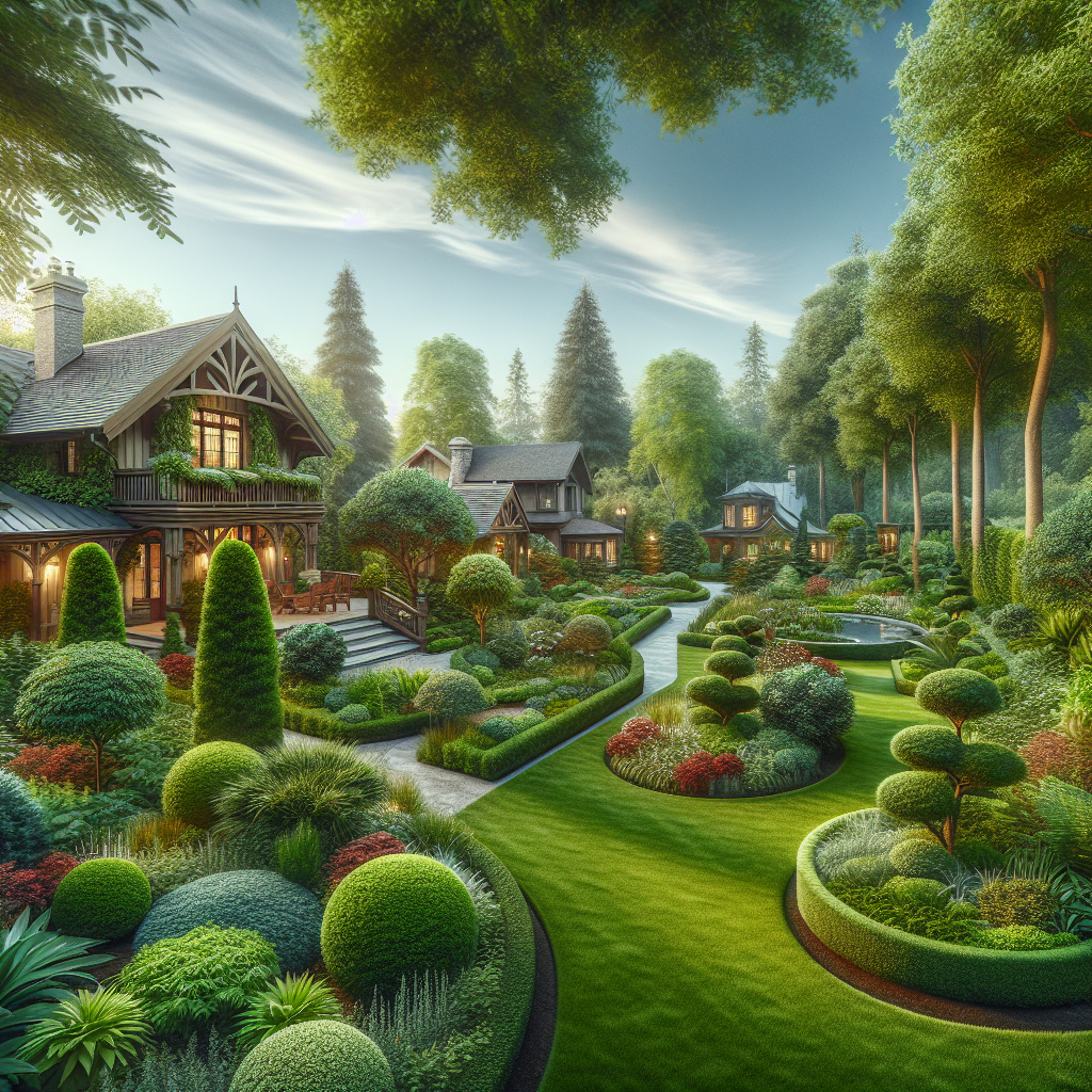 Generate a professional, photograph-style image depicting an intricately designed garden. The garden should boast lush greenery and well-maintained yards, highlighting the concept of professional bed preparation that's built to last for years. Please incorporate varying tones of green to portray the vibrancy of the foliage and nuances of landscape care. The setting should be composed of meticulously planned landscaping projects, showcasing diverse plants and trees. The scene should exude a serene, homely yet professional vibe that appeals to homeowners, with the feel of a well-loved and cared-for outdoor space. Ensure that no text, brand names, or logos are visible in the image.